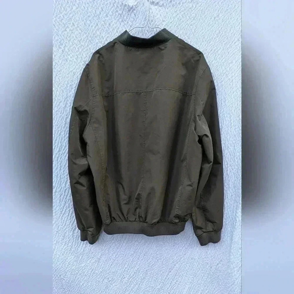Michael Kors Men's Military Green Bomber Jacket w/ Orange Logo Lining Size XL - Picture 2 of 5